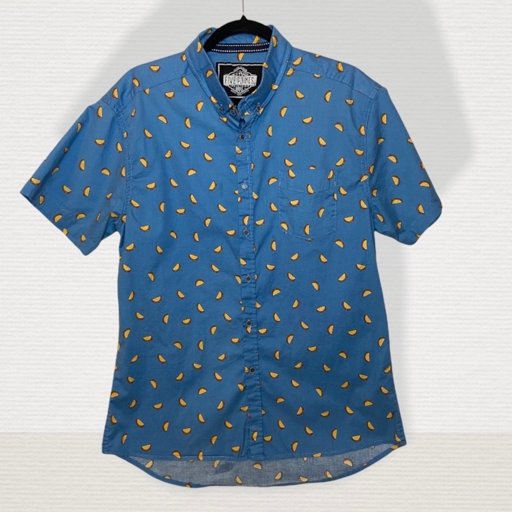 Mens Taco Print Button Up